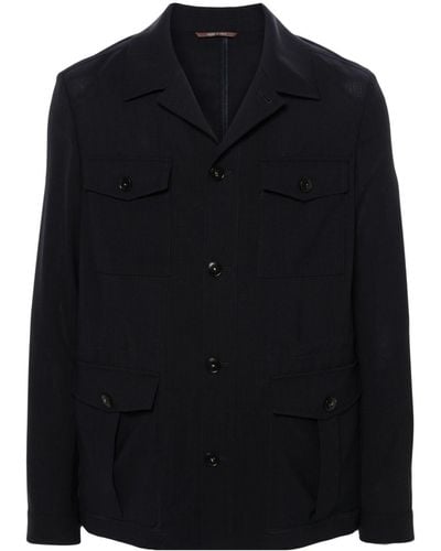 Canali Drawstring-Waist Shirt Jacket - Black