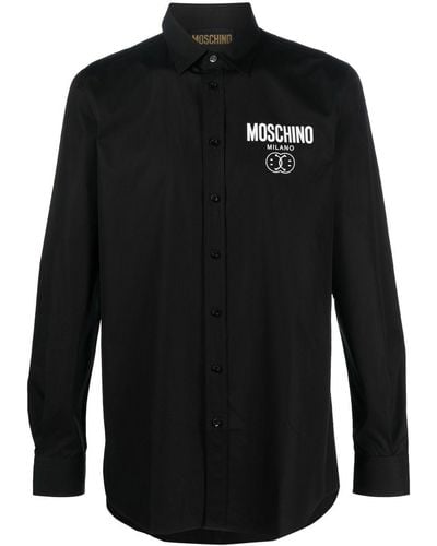 Moschino Chemise à logo poitrine imprimé - Noir