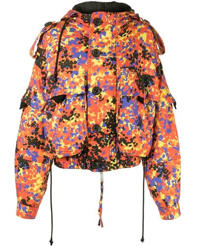 DSquared² Abstract Print Hooded Jacket - Orange