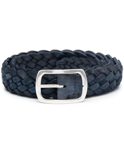 Orciani Braided Leather Belt - Blue