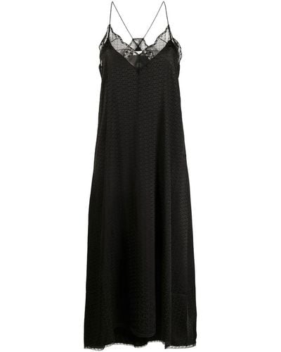 Zadig & Voltaire Risty Lace-trim Silk Midi Dress - Black