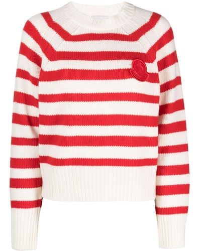 Moncler Striped Wool Jumper - Red