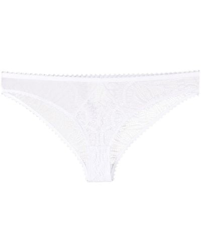 Maison Close Sheer Lace-embellished Briefs - White