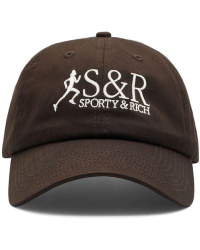 Sporty & Rich Twill-Baseballkappe mit Logo-Stickerei - Grau