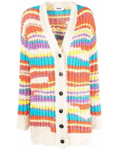 MSGM Striped Chunky Knit Cardigan - Multicolor