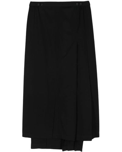 Yohji Yamamoto Asymmetric wool skirt - Negro