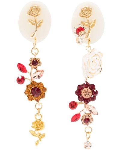 Amir Slama Kristallverzierte Ohrringe mit Blumen - Weiß