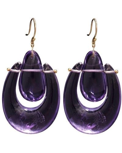 Ten Thousand Things 18kt Yellow Gold Small O'keeffe Amethyst Earrings - Blue