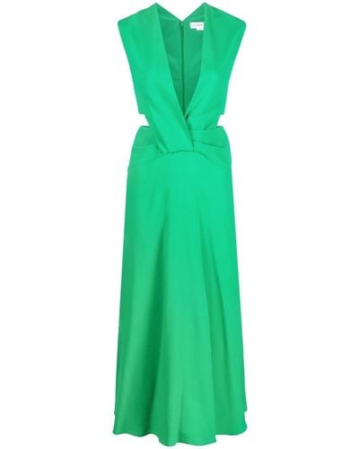 Victoria Beckham Twist Wrap Cut-out Detail Midi Dress - Green