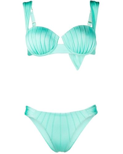 Noire Swimwear Underwire-cup Tie-fastening Bikini Set - Green