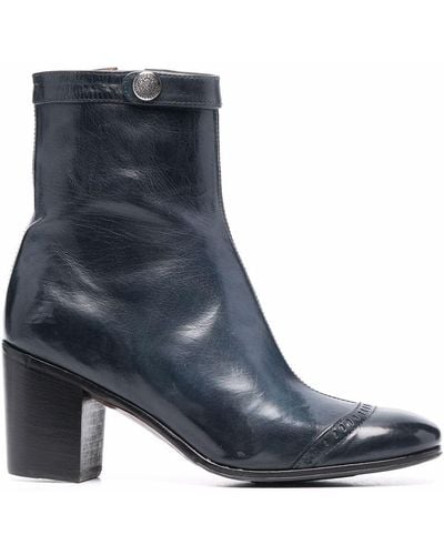 Alberto Fasciani Brogue-detail Leather Ankle Boots - Blue