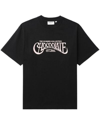 Chocoolate Logo-embroidered Cotton T-shirt - Black