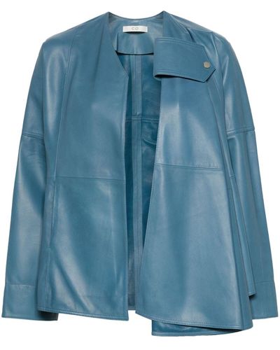 Co. Draped Leather Jacket - Blue