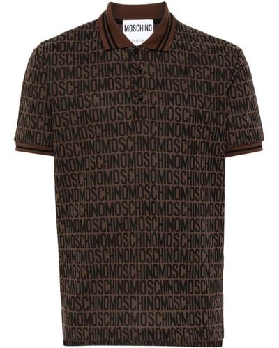 Moschino Shirt Met All-over Logo - Zwart