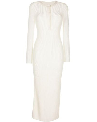 Cynthia Rowley Henley Knitted Long-sleeve Dress - White