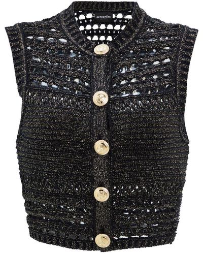 retroféte Delma Crochet-knit Vest - Black