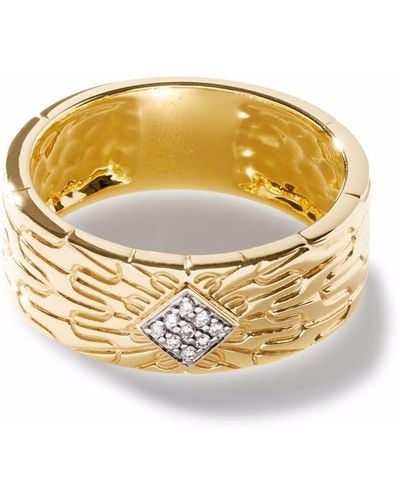 John Hardy Anello Classic Chain in oro giallo 18kt con diamanti - Metallizzato