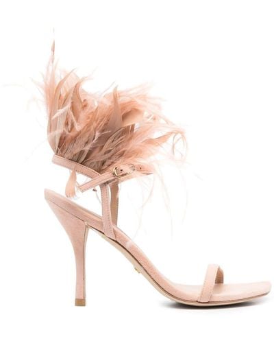 Stuart Weitzman Plume 100 Feather-trimmed Sandals - Pink