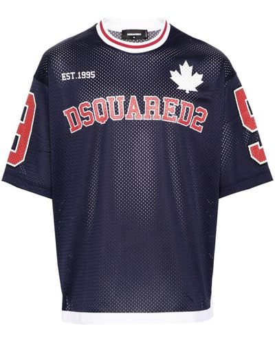 DSquared² Logo-print Mesh Baseball T-shirt - Blue