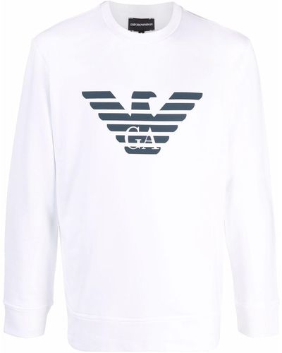 Emporio Armani Felpa in cotone con logo - Bianco