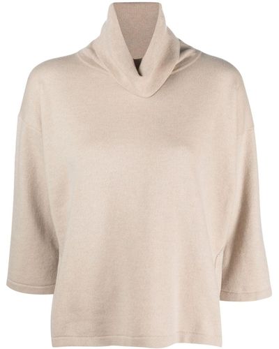 Gentry Portofino Roll-neck Fine-knit Top - Natural