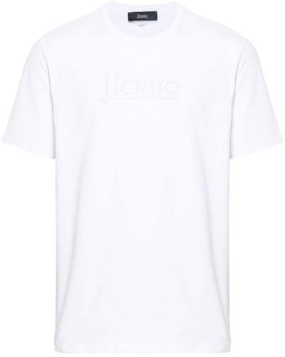 Herno T-shirt Met Geborduurd Logo - Wit