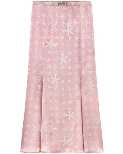 Versace Starfish-print Midi Skirt - Pink