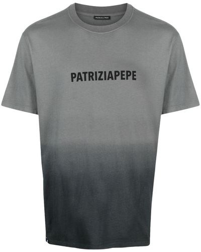 Patrizia Pepe Logo-print ombré cotton T-shirt - Grigio