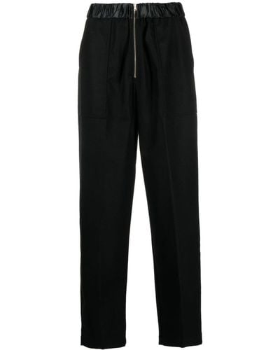 Forte Forte Elasticated Waistband Wool-blend Straight Trousers - Black