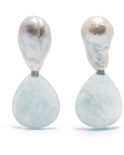 Monies Two-tone Pearl Earrings - White