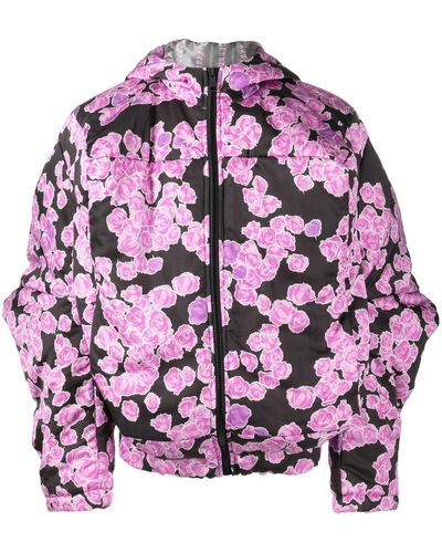 Natasha Zinko Rose-print Puffer Jacket - Pink