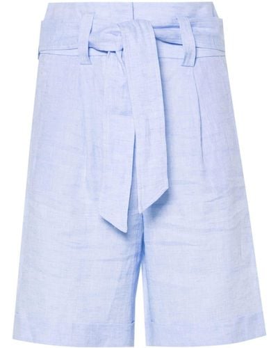 Peserico Linen High-waisted Shorts - Blue