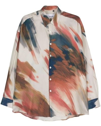 Costumein Abstract-pattern Silk Shirt - Natural