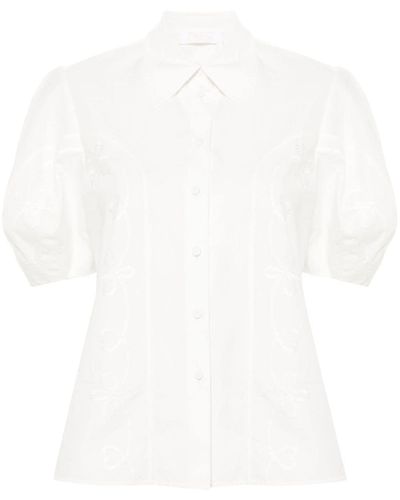Chloé Popeline-Hemd mit Stickerei - Weiß