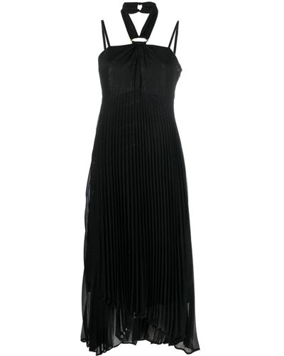 DKNY ホルターネック プリーツドレス - ブラック