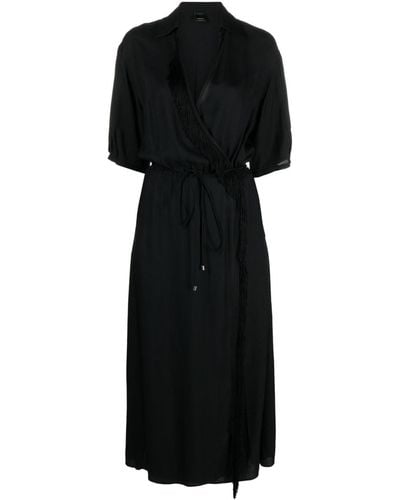 Pinko Robe longue à franges - Noir