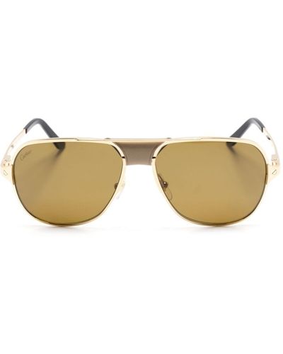 Cartier Santos De Cartier Pilot-frame Sunglasses - Natural