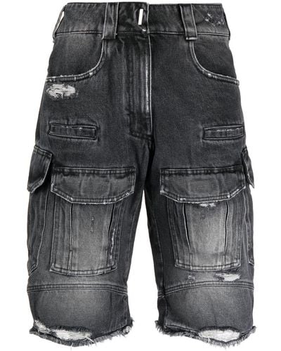 Givenchy Short en jean à poches multiples - Gris
