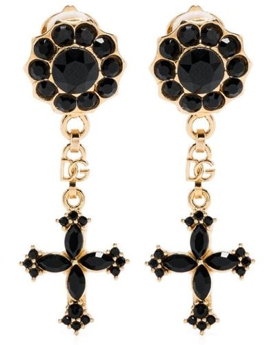 Dolce & Gabbana Orecchini con pendente a croce - Nero