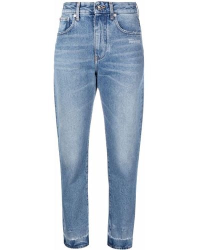 Off-White c/o Virgil Abloh Jeans crop con stampa - Blu