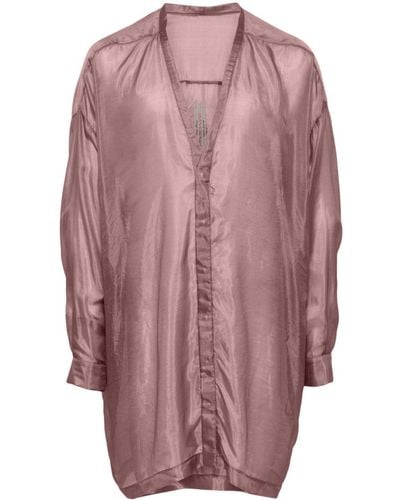 Rick Owens Larry Doorzichtig Zijden Overhemd - Roze