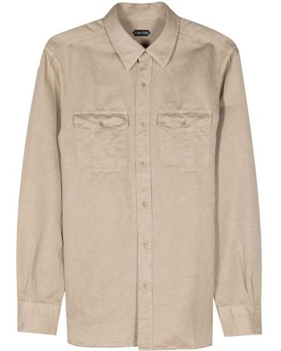 Tom Ford Long-sleeve Linen Blend Shirt - Natural