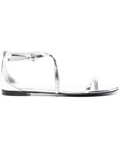Alexander McQueen Sandalen im Metallic-Look - Weiß