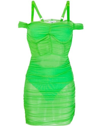 Danielle Guizio Lynx Ruched Dress - Green