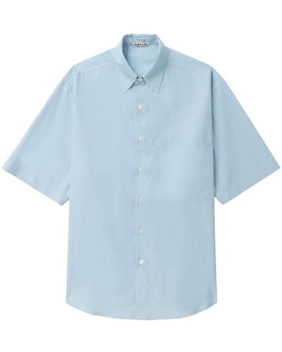 AURALEE Short-sleeved Cotton Shirt - Blue