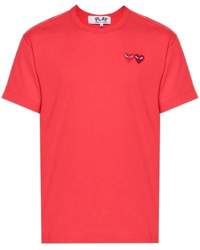 COMME DES GARÇONS PLAY Logo-patch Cotton T-shirt - Red