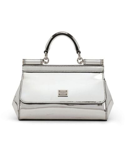 Dolce & Gabbana Small Sicily Leather Tote Bag - White