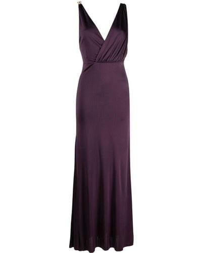 Lanvin V-neck Sleeveless Maxi Dress - Purple