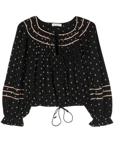 Ulla Johnson Francoise Blouse Met Jacquard - Zwart