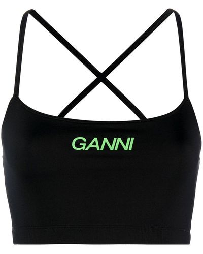 Ganni クロップド トップ - ブラック